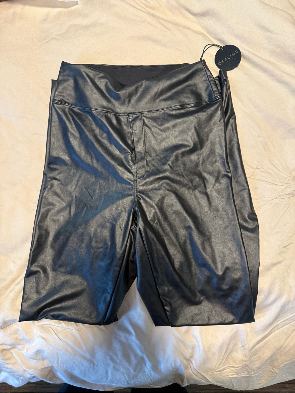 aerie Black Faux-Leather High Waist Leggings